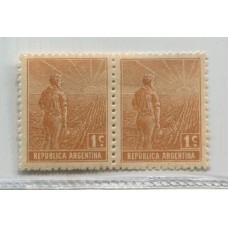 ARGENTINA 1911 GJ 329b PAREJA DE ESTAMPILLAS NUEVAS CON GOMA VAREIDAD CON Y SIN FILIGRANA U$ 6